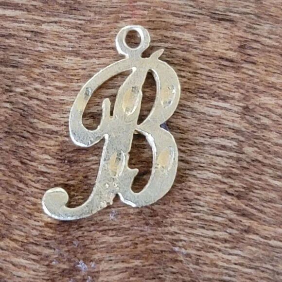 Jewelry - Cursive Capital Letter B 14k yellow gold mini pendant fine jewelry mother annive